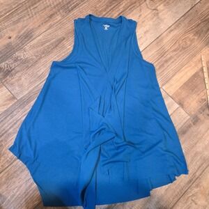 Grt Northwest Indigo Womens Medium Blue Ribbed V-Neck Handkerchief Hem Tank Top